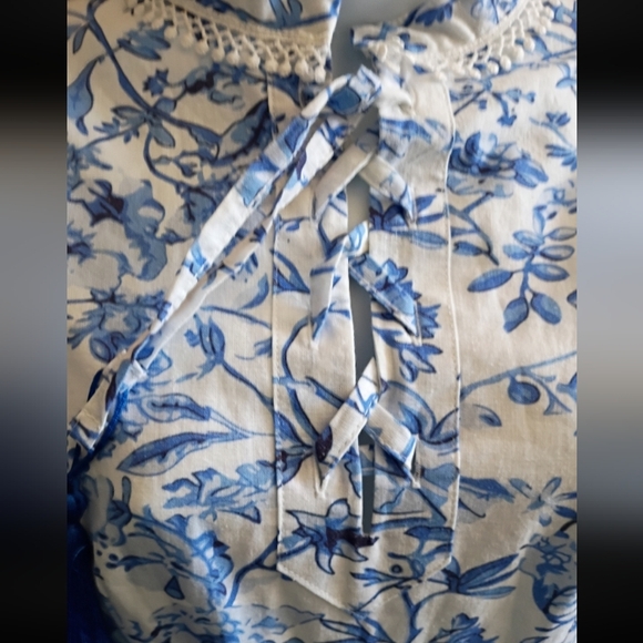 Petite Maison Kids Jaylin Blue/White Linen Mom Dress sz XS - Picture 3 of 14